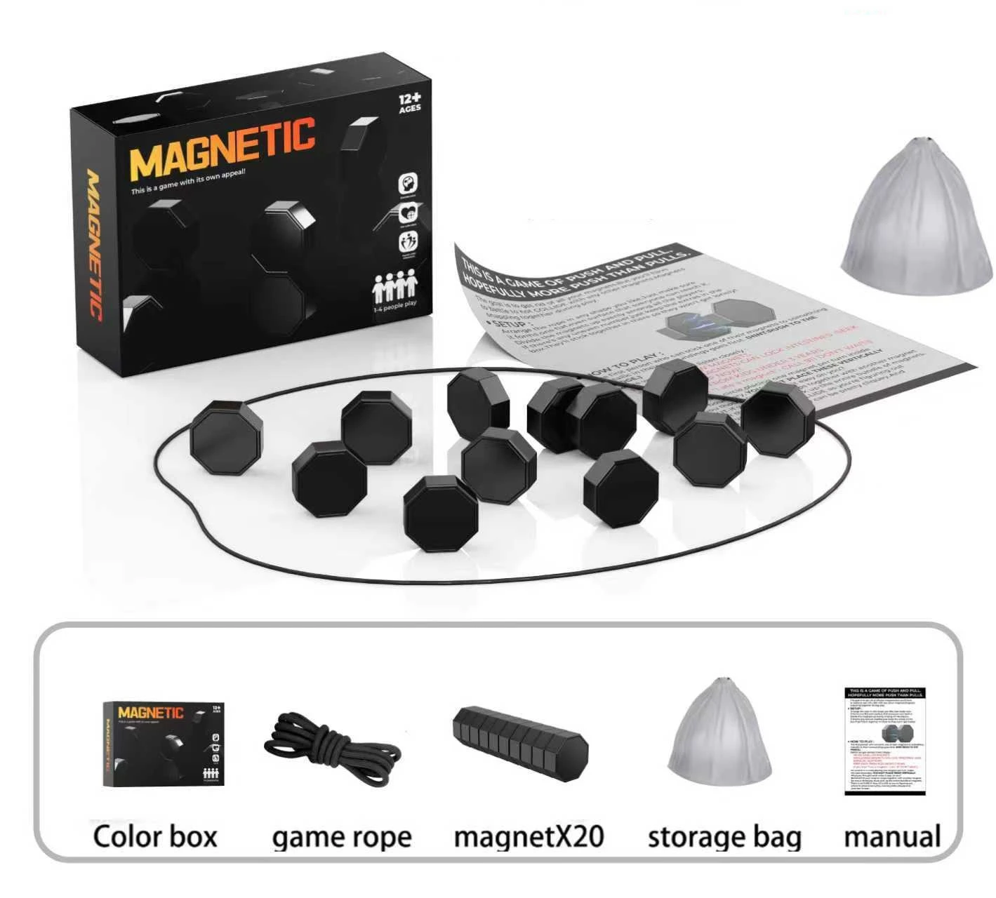 Strategy Board Game - Weihnachtsspiel-Dekoration, Magnetsteine-Spiel, Outdoor-Party, interaktives Magnetbrett, Strategiespiel,